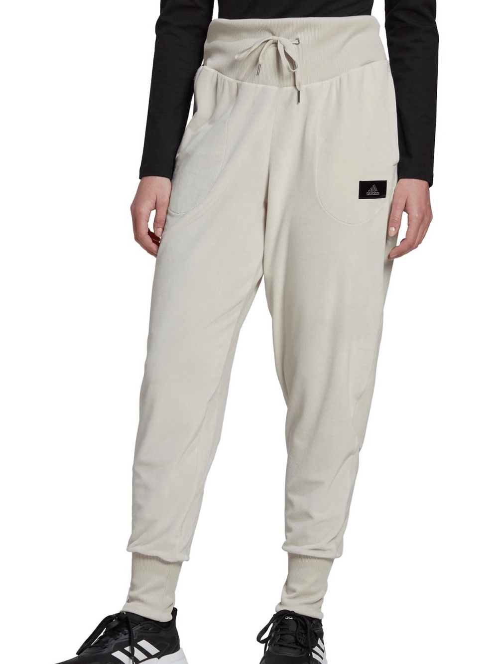 adidas Cream High-Rise Drawstring Joggers